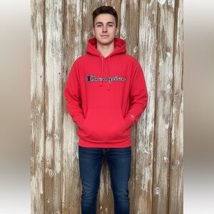 Champion Bold Red Men's Hoodie, size large